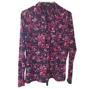 Callaway weather series pullover golf shirt navy blue pink floral sz L NWOT